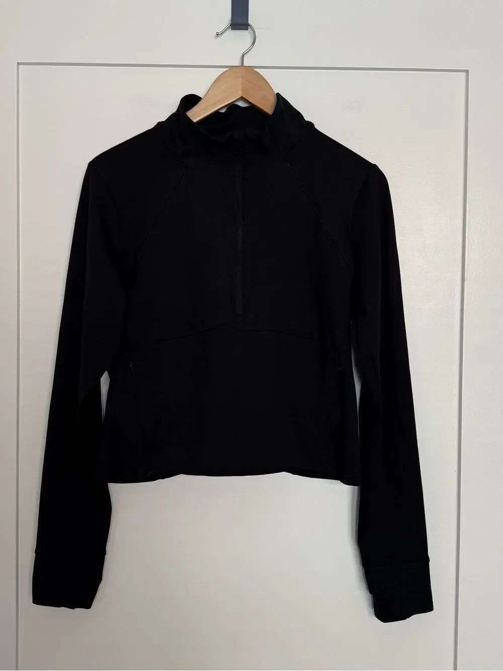 All in Motion Cropped Top Womens Sz XL Black 1/2 Zip Long Sleeve Mock Neck Gym